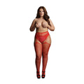 SUSPENDER RHINESTONE PANTYHOSE - QUEEN SIZE - RED