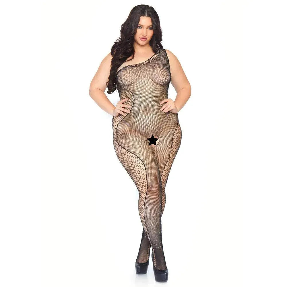 Leg Avenue Crystalized Bodystocking Plus Size UK 18 to 22 - Rapture Works