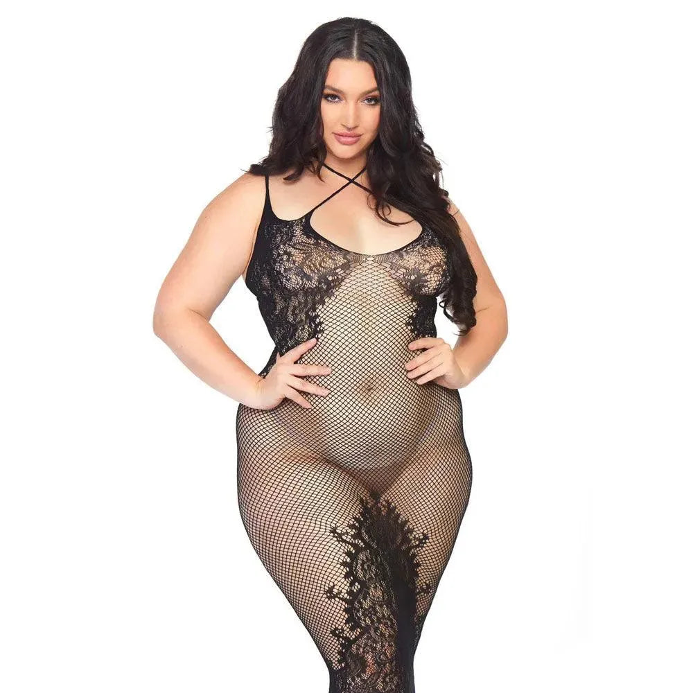 Leg Avenue Dual Strap Halter Dress Plus Size UK 18 to 22 - Rapture Works