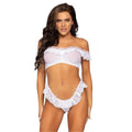LACE RUFFLE CROP TOP AND PANTY - WHITE - ONE SIZE