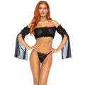 MESH BANDEAU AND G-STRING - BLACK - ONE SIZE