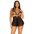 OPEN CUP BABYDOLL & PANTY - BLACK