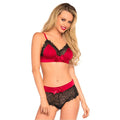 BRALETTE AND LACE BRAZILIAN BOYSHORTS - RED & BLACK