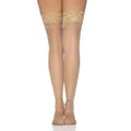 ELASTANE SHEER STAY-UP STOCKINGS WITH LACE TOP - NUDE - ONE SIZE