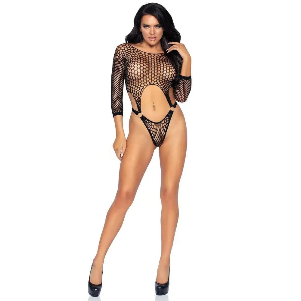 Leg Avenue Top Bodysuit with Thong Black UK 8 to 14 - Rapture Works