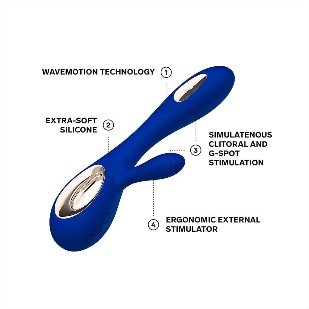 Lelo Soraya Wave Midnight Blue Dual Rechargeable Vibrator - Rapture Works