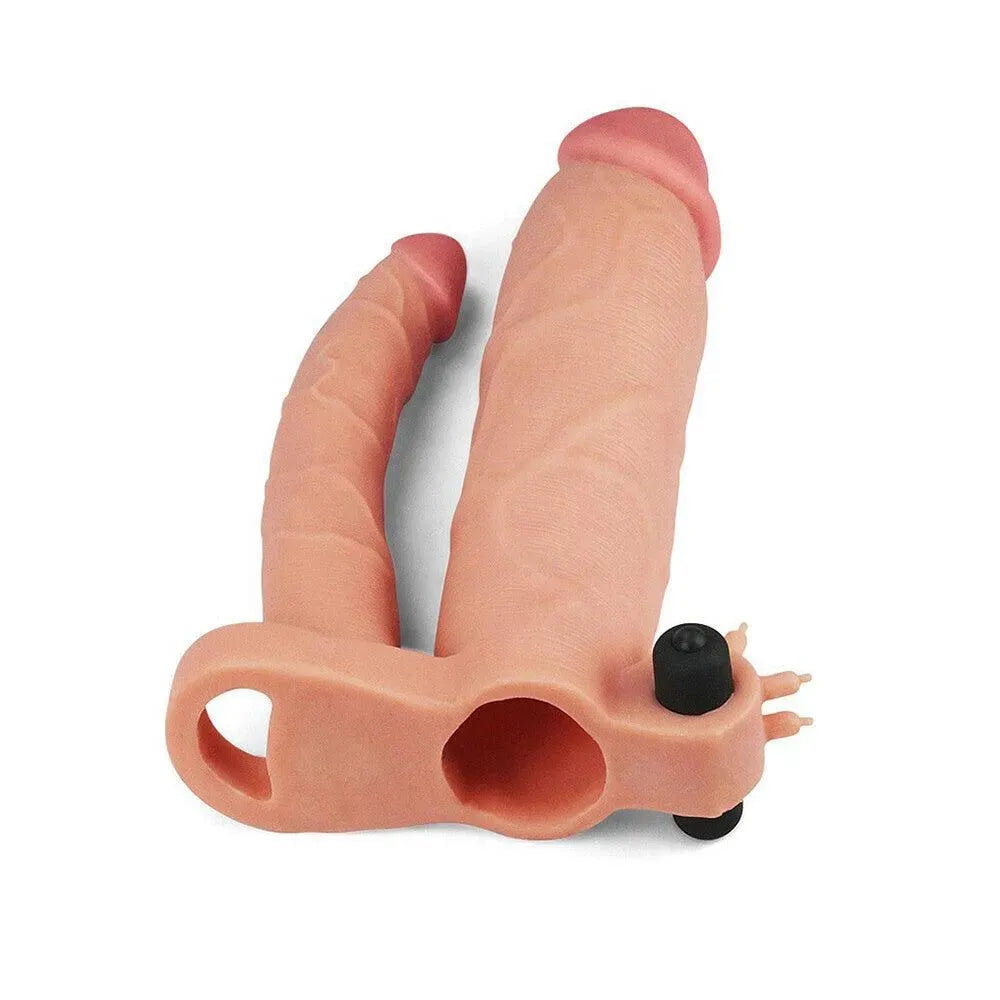 Lovetoy 3 Inch Vibrating Double Extender Flesh Pink - Rapture Works