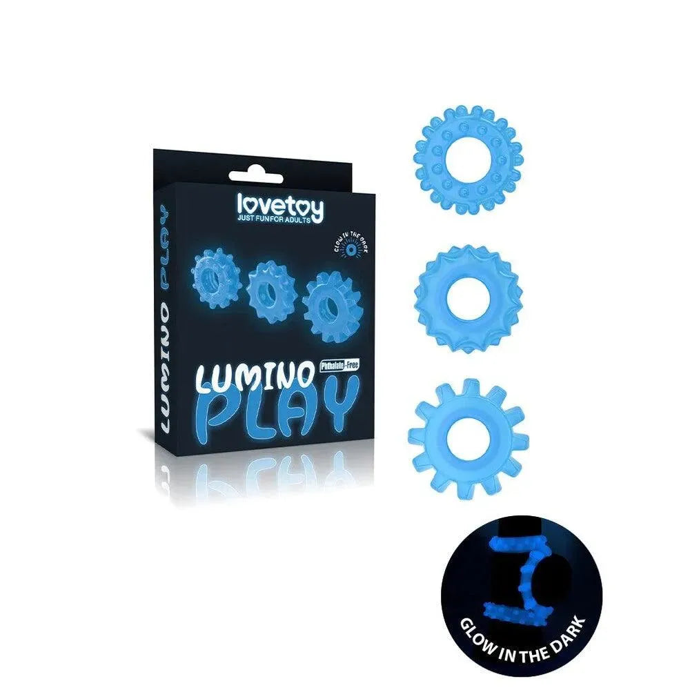 Lovetoy Glow In The Dark Lumino Play Cock Rings X3 - Rapture Works