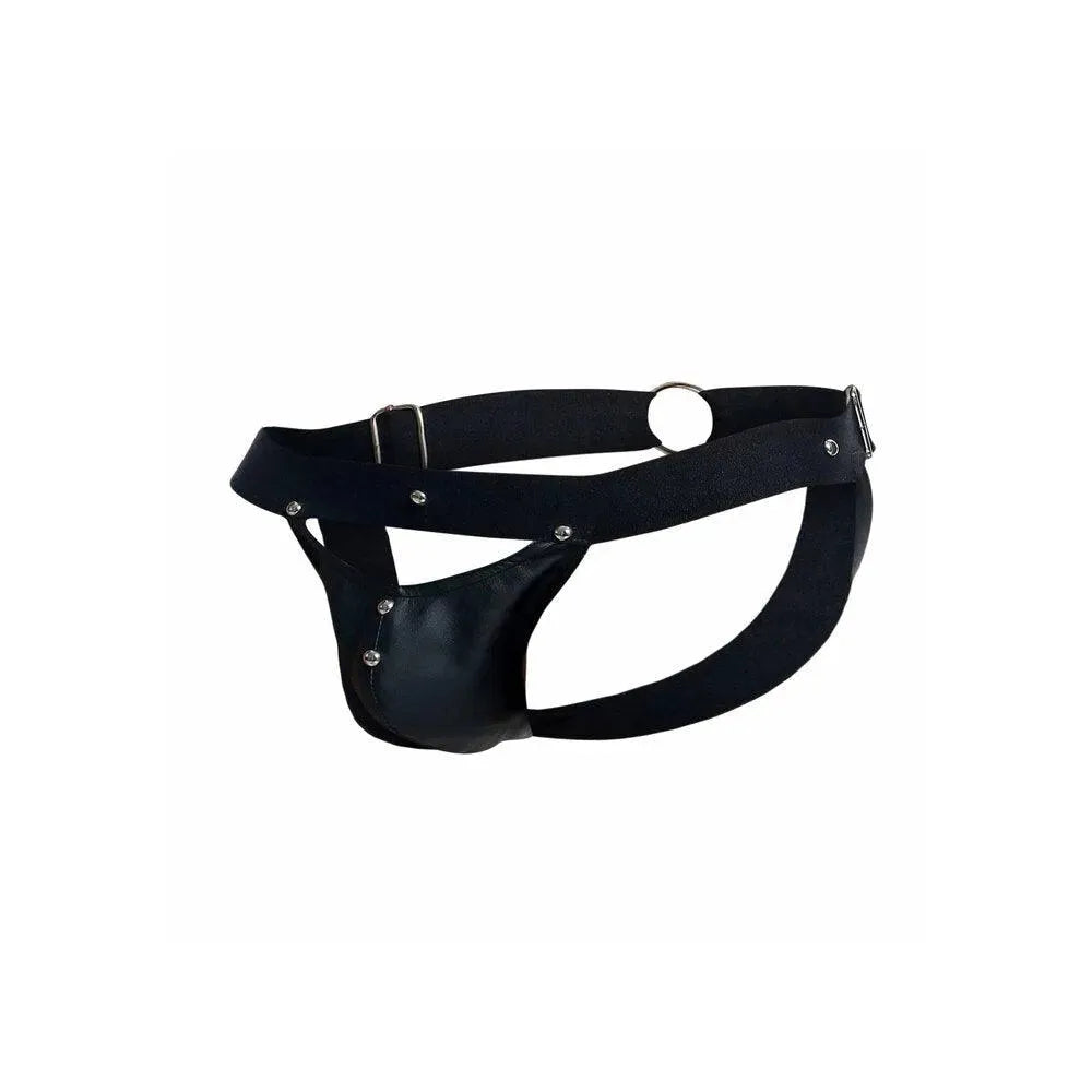 Male Basics Dngeon Peekaboo Jock Black One Size - Rapture Works