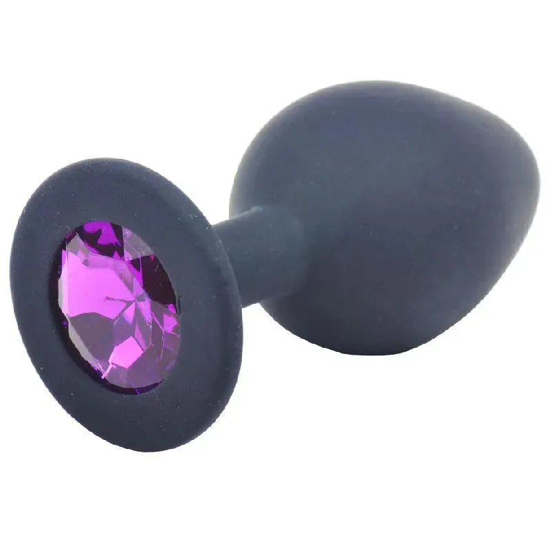 Medium Black Jewelled Silicone Butt Plug - Rapture Works