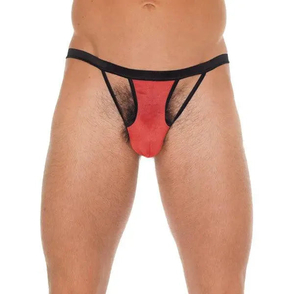 Mens Black G-String With Red Pouch - Rapture Works