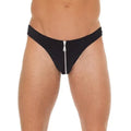 AMORABLE FRONT ZIP THONG - BLACK