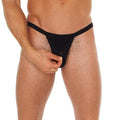 AMORABLE ZIP POUCH THONG - BLACK