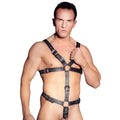 Leather Harness with Cock Ring - Adjustable, Black Studded Design for Ultimate Control