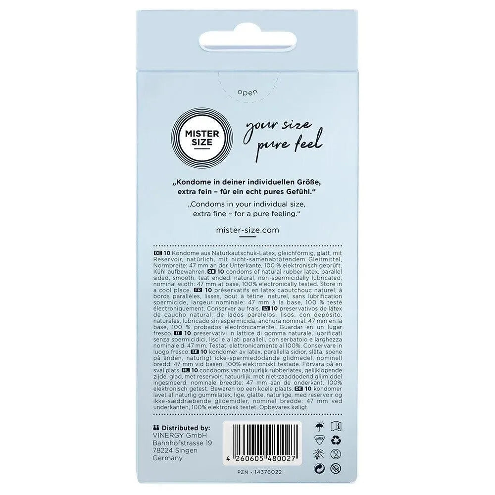 Mister Size 47mm Your Size Pure Feel Condoms 10 Pack - Rapture Works