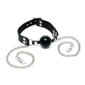 LEATHER GAG WITH SILICONE BALL AND NIPPLE CLAMPS