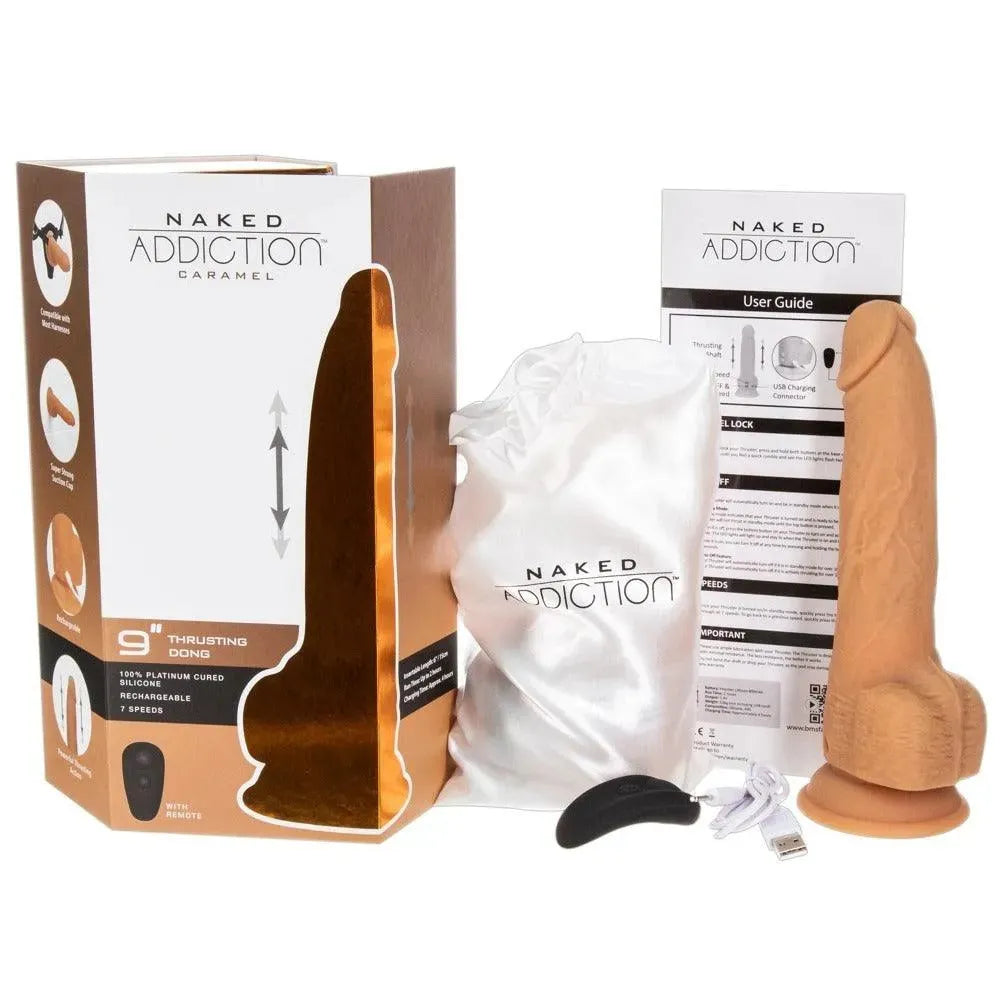 Naked Attraction 9 Inch Thrusting Dildo Caramel - Rapture Works