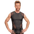MATTE LOOK SLEEVELESS SHIRT WITH NET PANELS