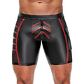 MATTE CHEVRON SHORTS — BLACK & RED