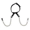 LEATHER COLLAR WITH NIPPLE CLAMPS