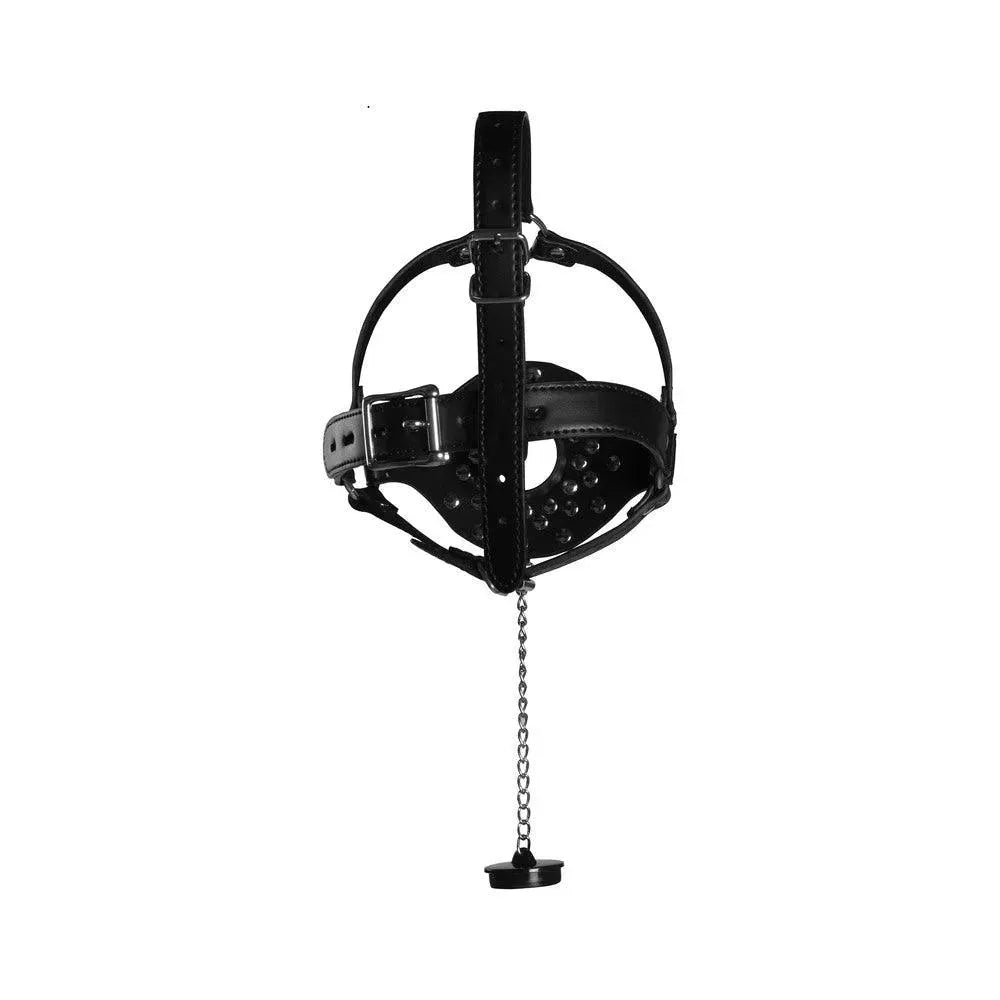 Open Mouth Gag Head Harness with Plug Stopper - Rapture Works
