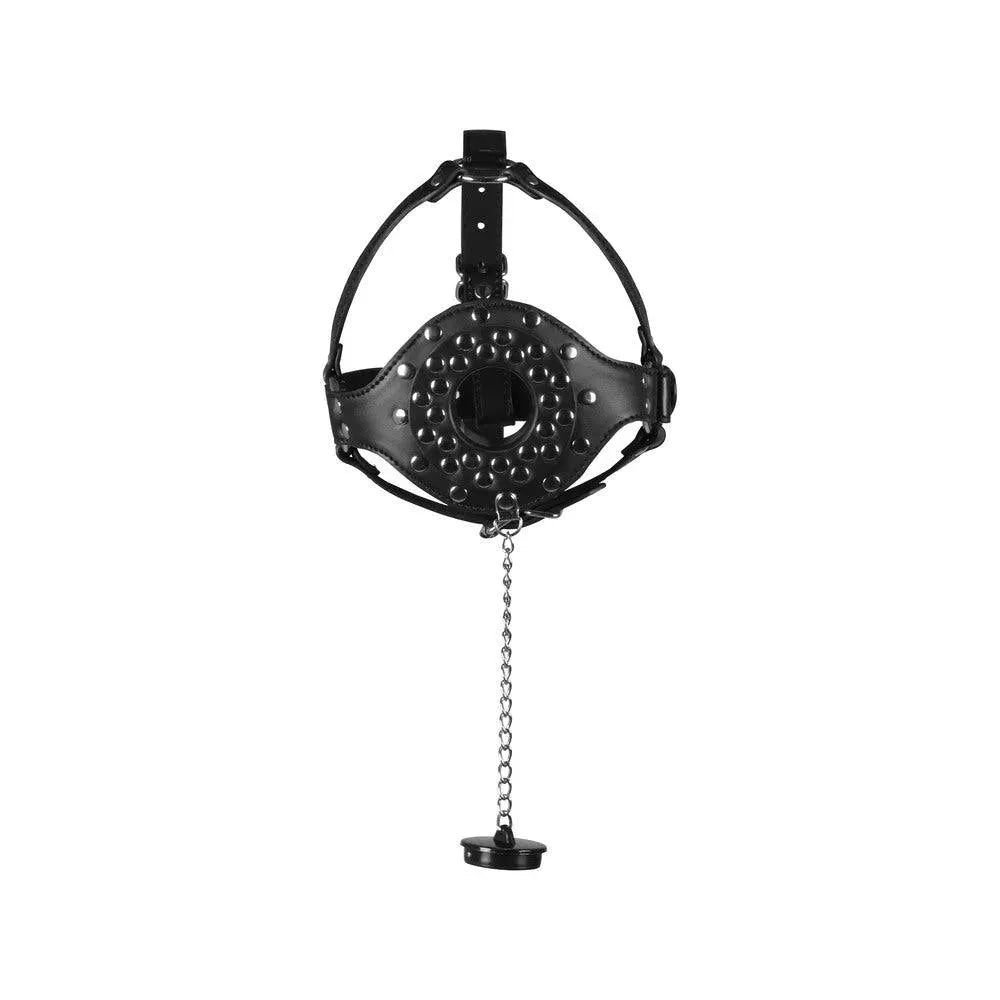 Open Mouth Gag Head Harness with Plug Stopper - Rapture Works