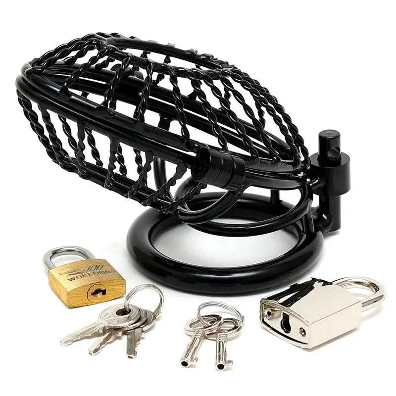 Opening Metal Male Chastity Device With 2 Padlocks - Rapture Works