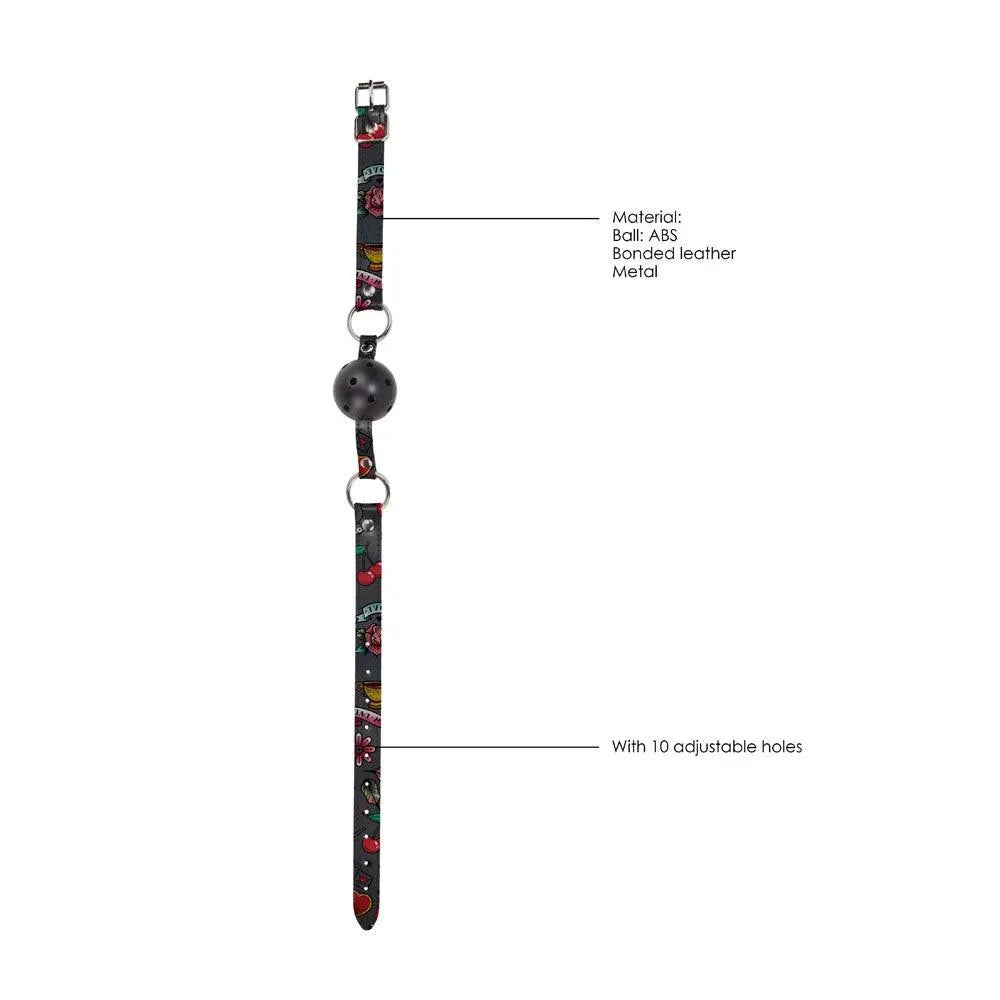 Ouch Breathable Ball Gag With Printed Leather Straps - Rapture Works
