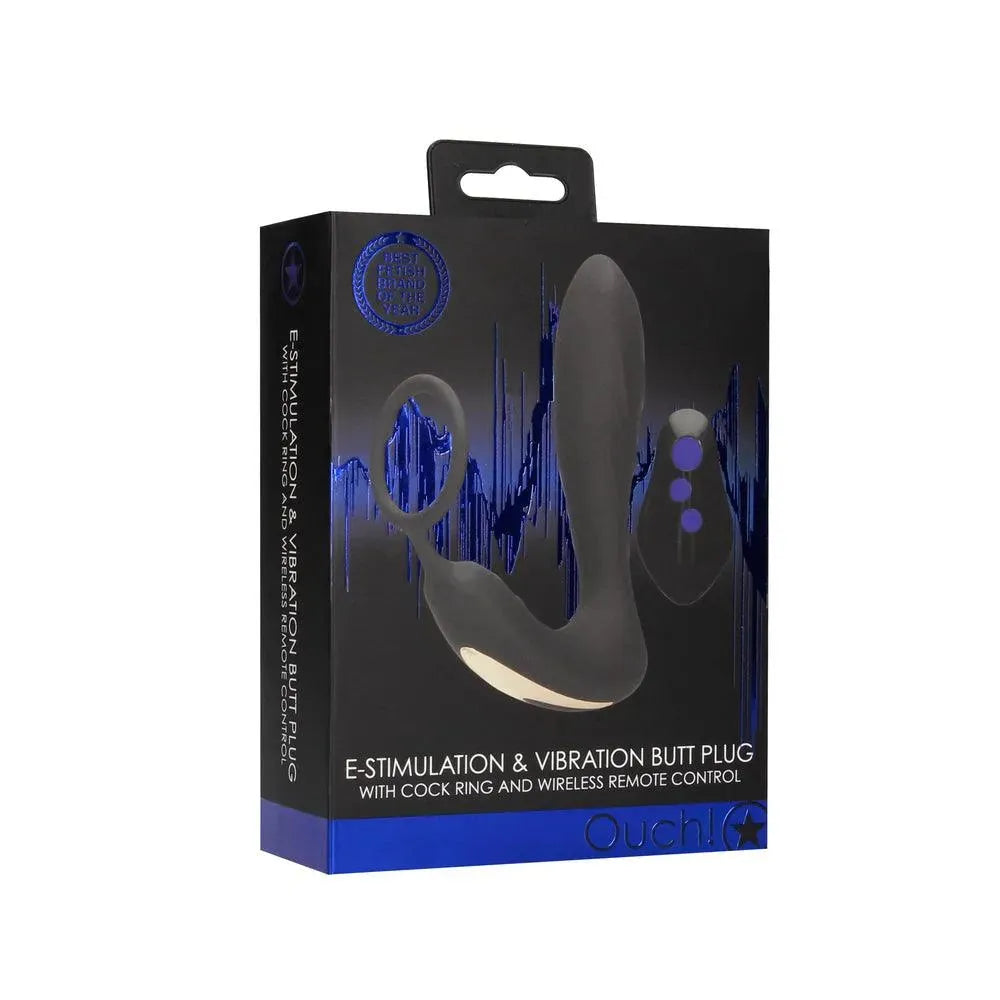 Ouch E Stimulation And Vibration Butt Plug And Cock Ring - Rapture Works