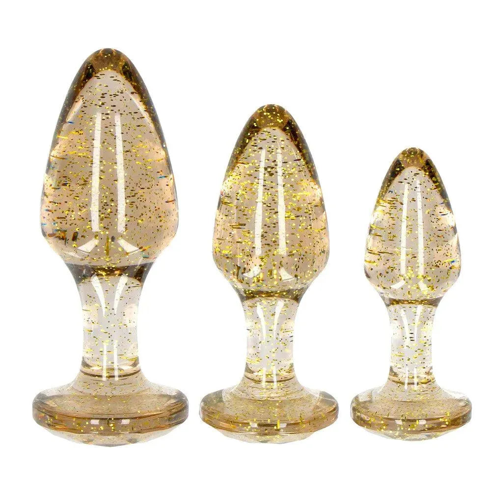 Ouch Golden Glitter Acrylic Butt Plug Set - Rapture Works