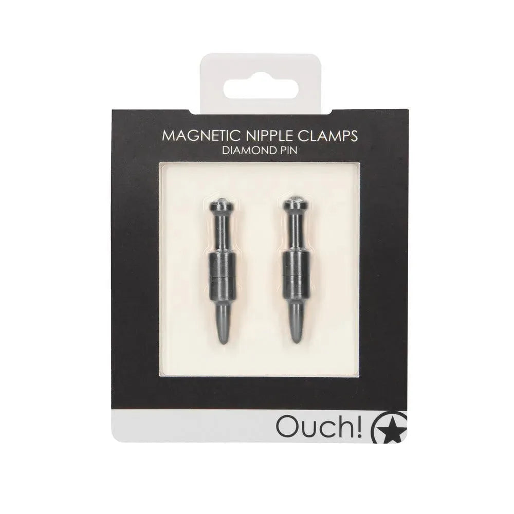 Ouch Magnetic Nipple Clamps Diamond Pin Grey - Rapture Works