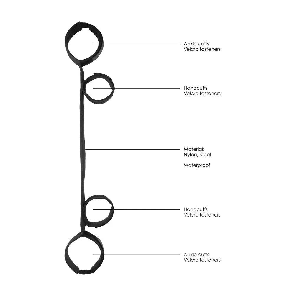 Ouch Spreader Bar With Hand And Ankle Cuffs - Rapture Works