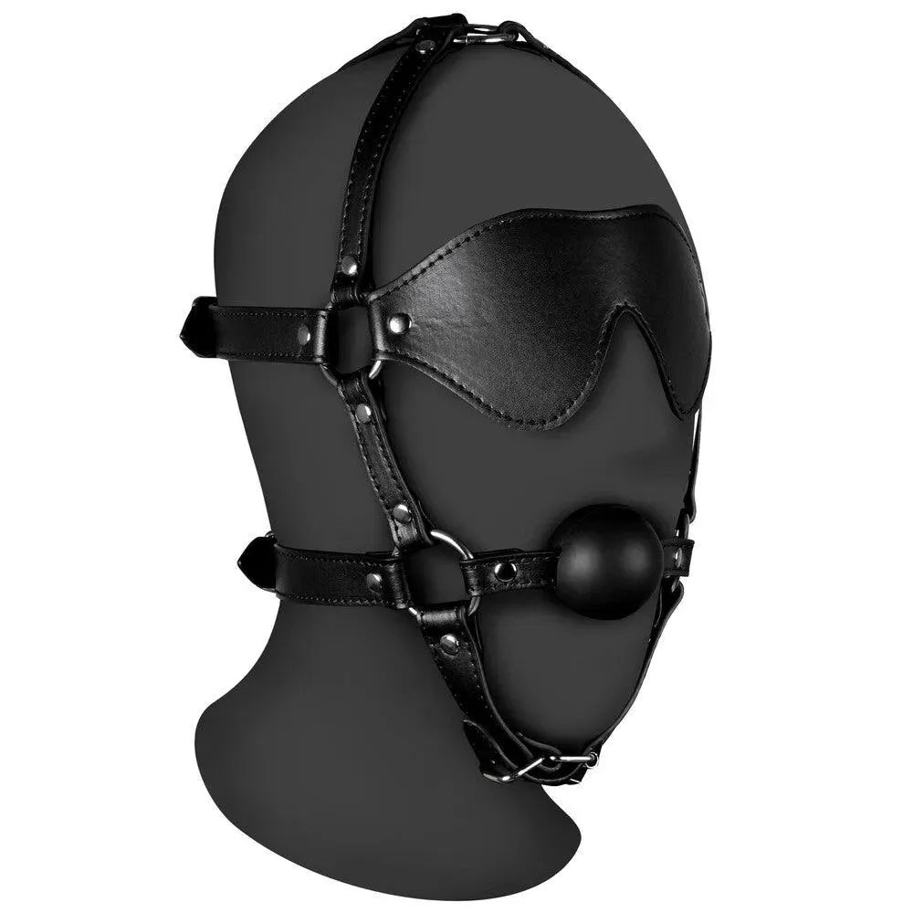 Ouch Xtreme Blindfolded Harness With Solid Ball Gag - Rapture Works