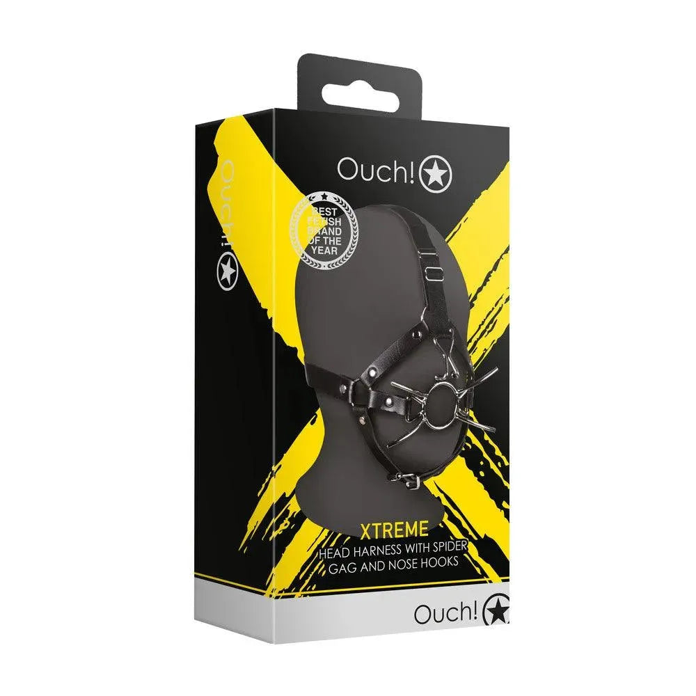 Ouch Xtreme Head Harness With Spider Gag And Nose Hooks - Rapture Works