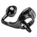 ARMOUR TUG LOCK COCK RING & BUTT PLUG – BLACK - MEDIUM