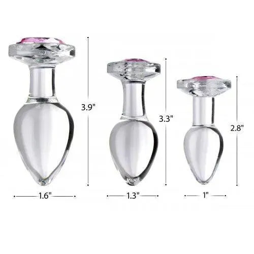 Pink Gem Glass Anal Plug Set - Rapture Works