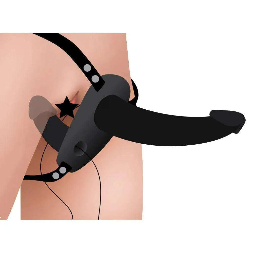 Power Pegger Silicone Vibrating Double Dildo With Harness - Rapture Works