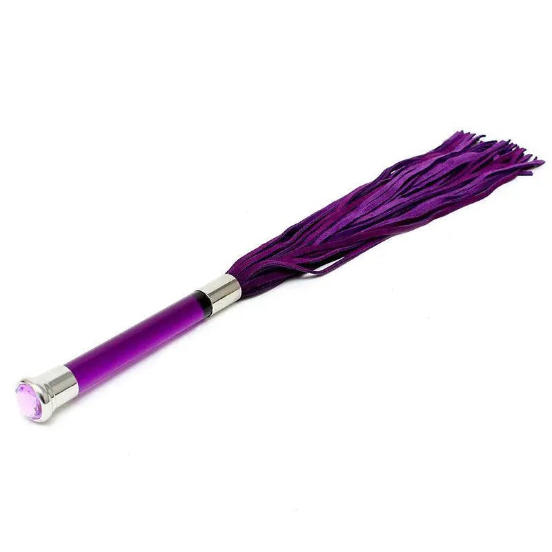 Purple Suede Flogger With Glass Handle And Crystal - Rapture Works