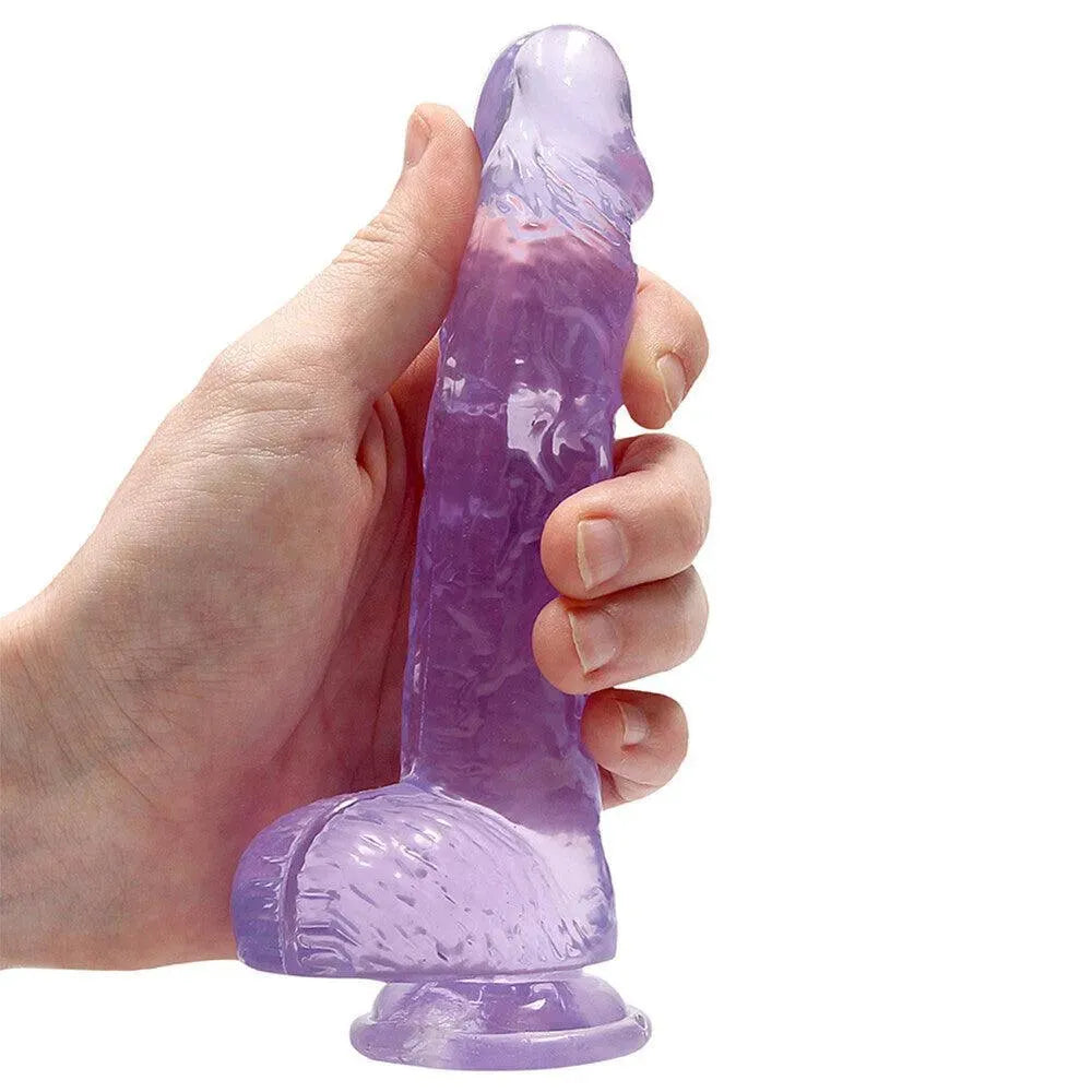 RealRock 6 Inch Purple Realistic Crystal Clear Dildo - Rapture Works