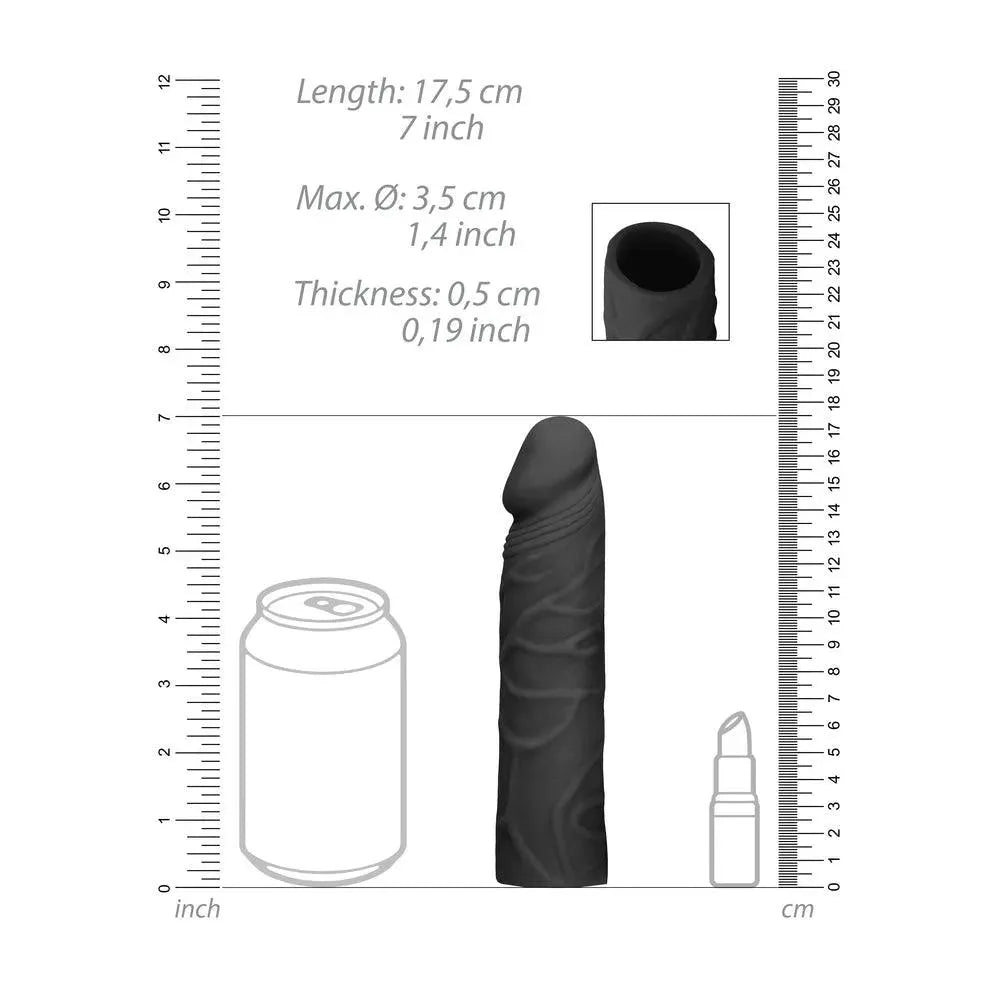 RealRock 7 Inch Penis Sleeve Black - Rapture Works