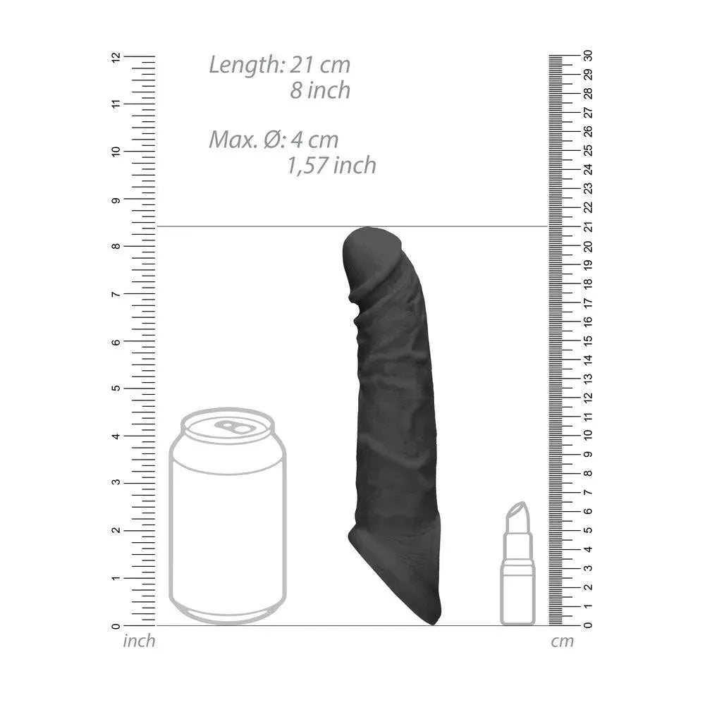RealRock 8 Inch Penis Sleeve Black - Rapture Works