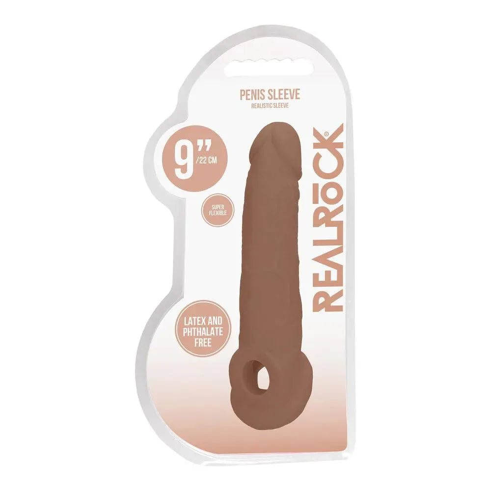 RealRock 9 Inch Penis Sleeve Flesh Tan - Rapture Works