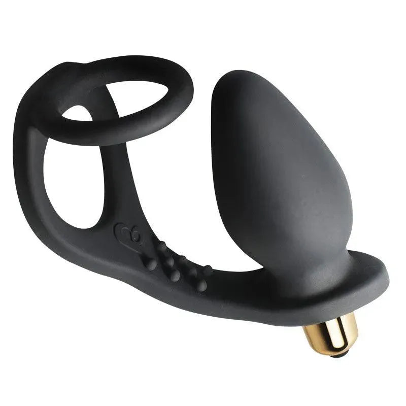 Rocks Off 7 Speed RO-Zen Cockring And Anal Plug Black - Rapture Works