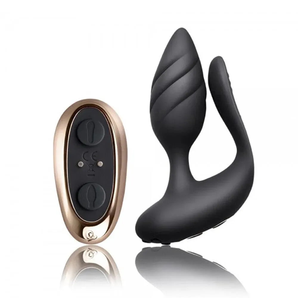 Rocks Off Cocktail Remote Control Couple's Vibe Black - Rapture Works