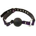 LEATHER BALL GAG WITH BLACK BALL – PURPLE