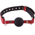 LEATHER BALL GAG WITH BLACK BALL – RED