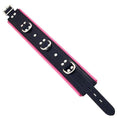 LEATHER 3 D-RING PADDED COLLAR – BLACK & PINK