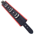 LEATHER 3 D-RING PADDED COLLAR – BLACK & RED