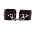 LEATHER ANKLE CUFFS WITH PIPING – BLACK