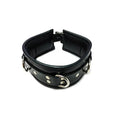 LEATHER 3 D-RING PADDED COLLAR – BLACK
